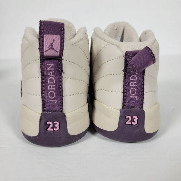 Nike Air Jordan Retro 12 Dessert Sand / Purple Sneakers Kids Size 5C 8196666-001 - Picture 6 of 9